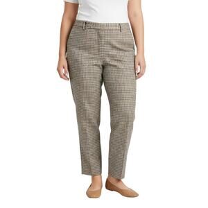 Halogen Straight Leg Pants Beige Multicolor Houndstooth Women Size 16W NWT